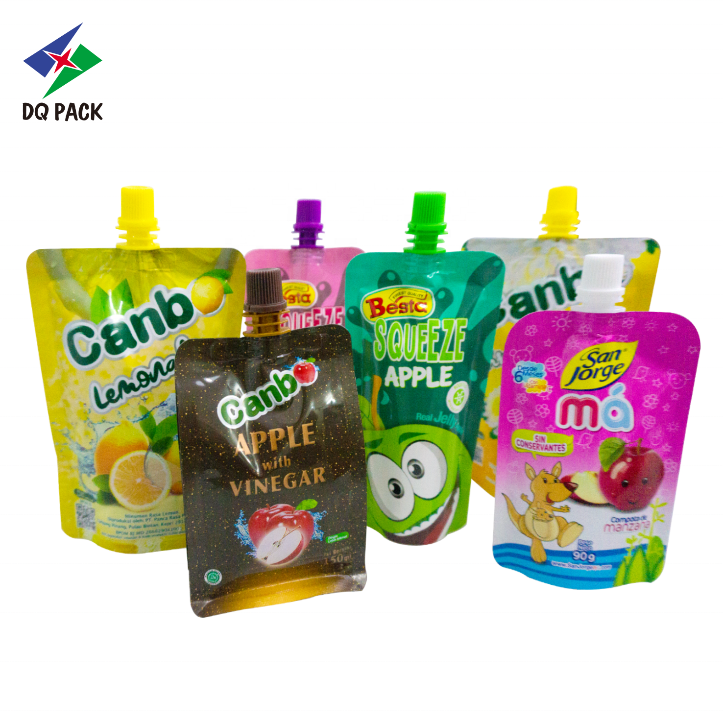 DQ PACK Custom Design Laminated Material Stand up Plastic Spout Pouch Bag for Fruit Juice