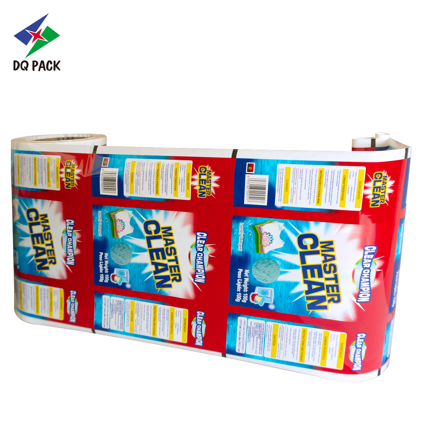 DQ PACK Custom Design flexible packaging Food grade Hot sale plastic Roll stock for washing poweder packaging film