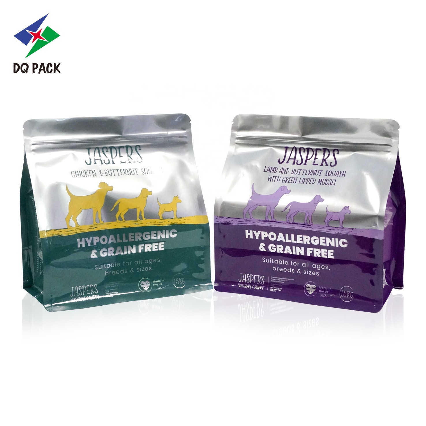 Customized Pet Food Bag with Zipper Plastic pouch Flat Bottom Bag Dog Food packaging bag