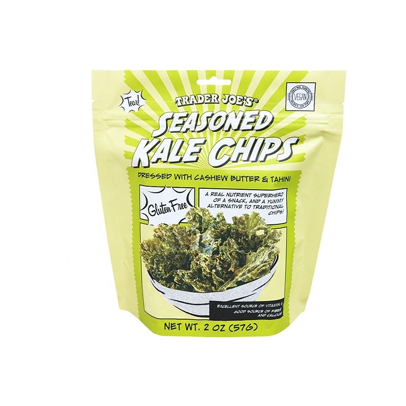 Disposable Seal Food Packaging Bags For Seasoned Kale Chips Snacks