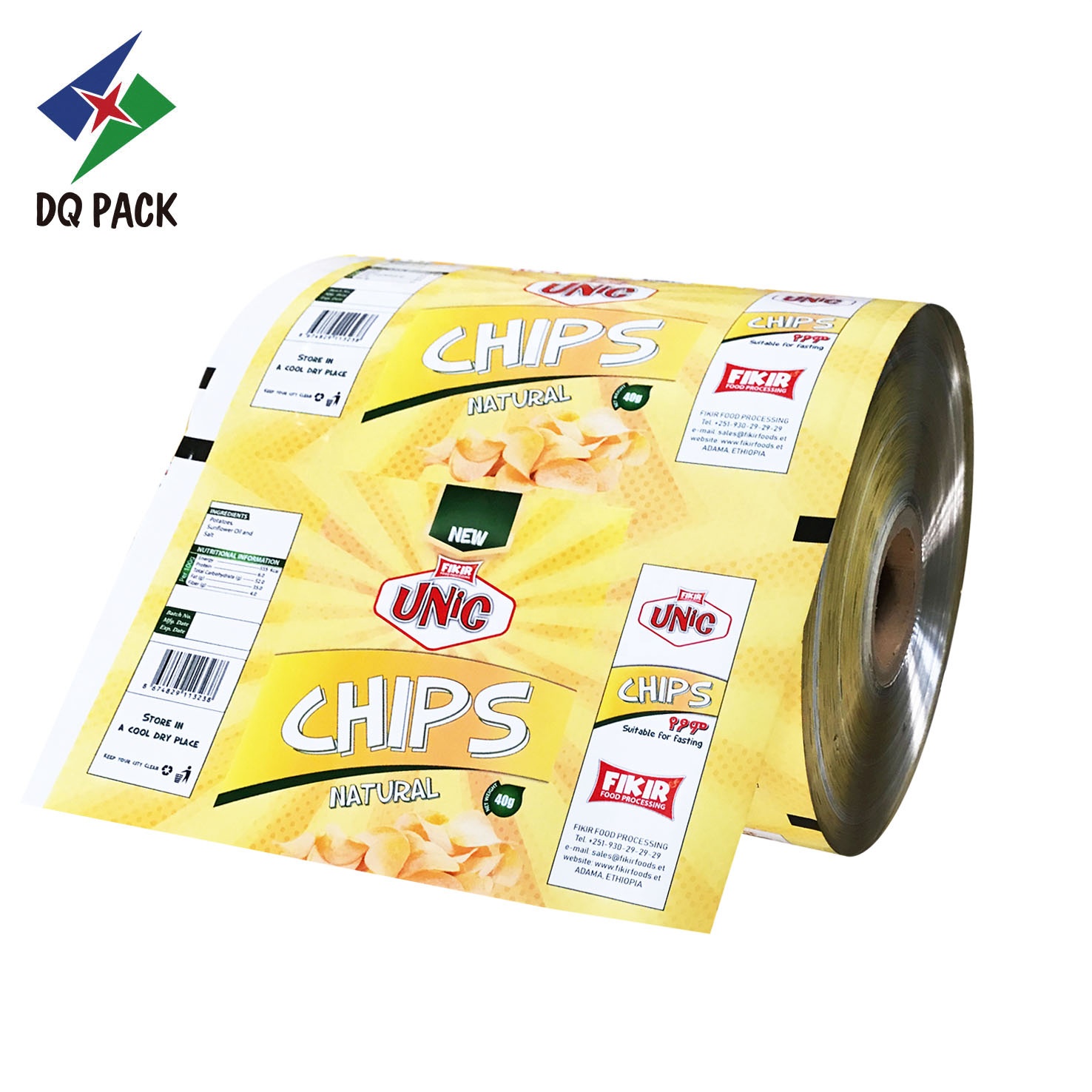 DQ PACK Hot Sale Printed Laminated Metalized Potato Chips Packaging Film