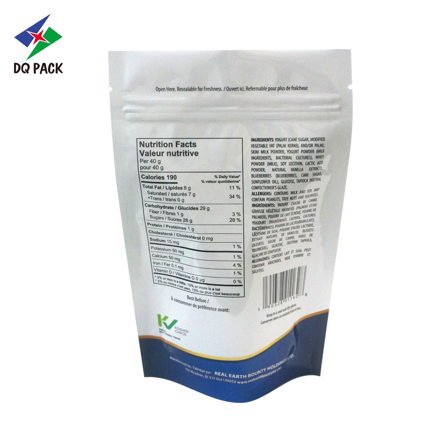Hot Sale Packaged nuts and snacks  pouch Resealable Pouch with zipper