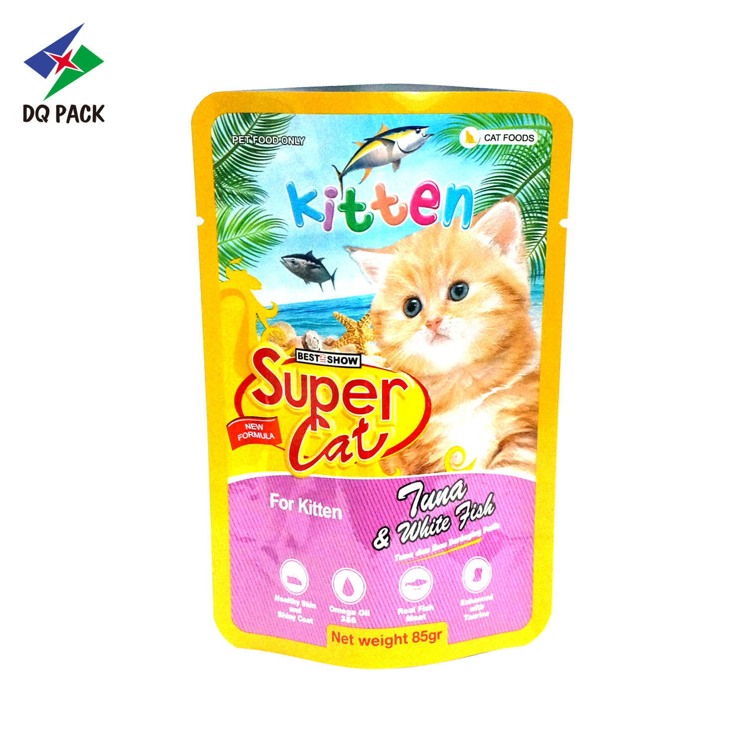 Custom Printed PE AL PET Barrier Stand Up Pouch Bag Plastic Packaging for Pet Cat Food with Easy Tear
