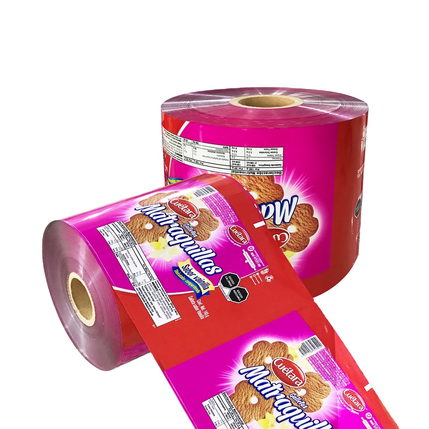Guangdong flexible Transparent potato chips packaging film roll food grade plastic film roll for snack packaging