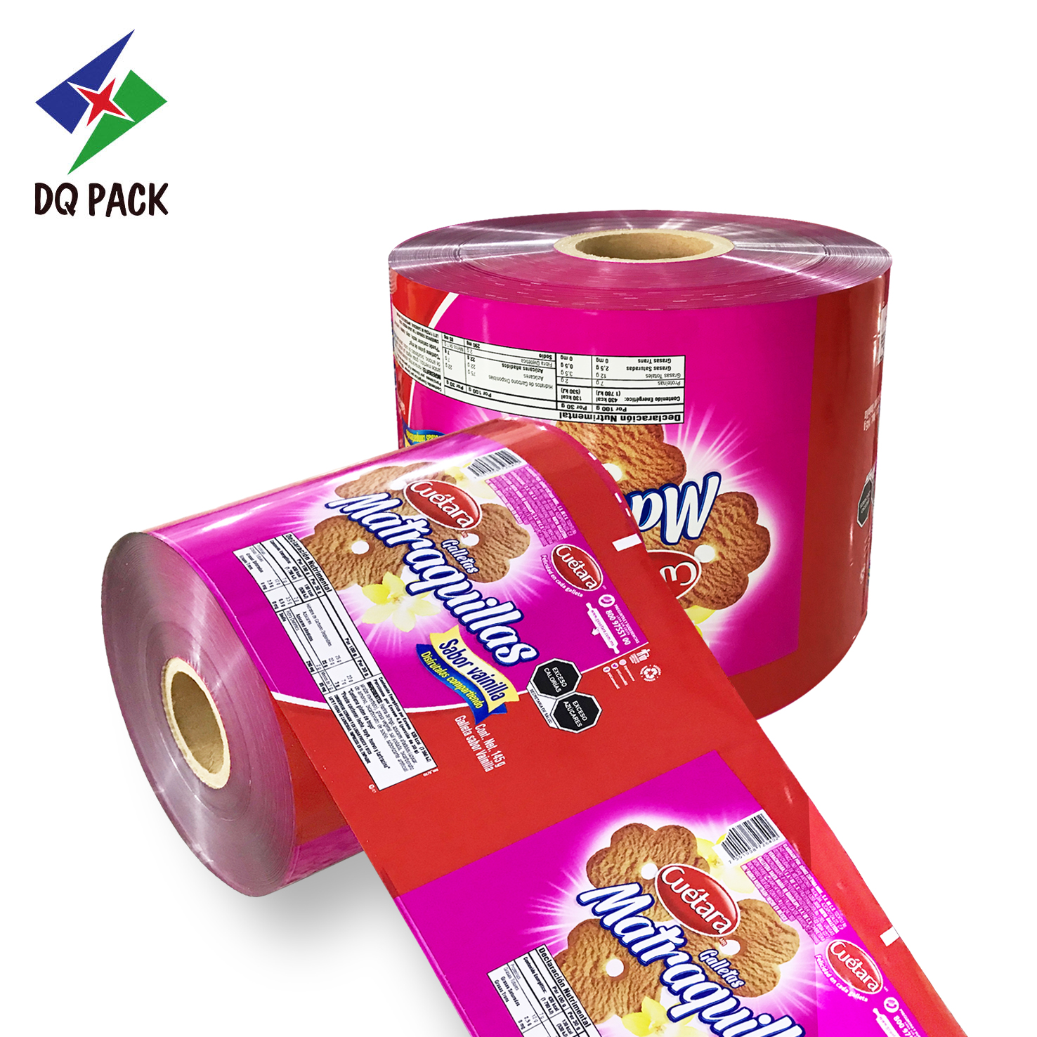 DQ PACK Custom Printed BOPP Plastic food packaging Roll Film for Biscuit