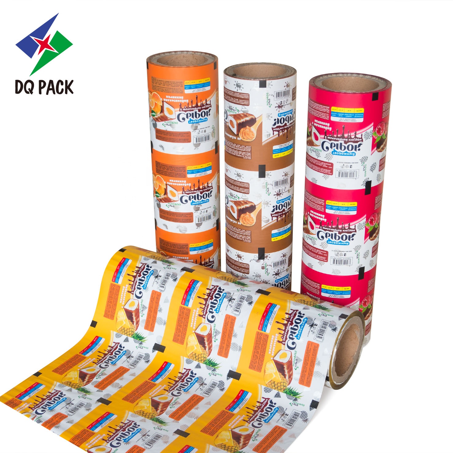 DQ PACK Wholesale Printed Beverage Packaging  Films Roll Food Snack Powder Packing Plastic Film Roll