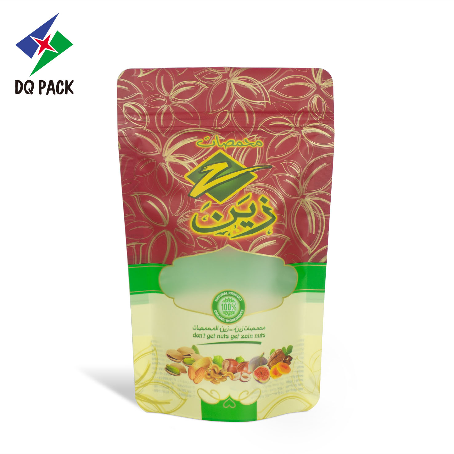 DQ PACK Custom Printed Resealable Zipper Food Packaging Bags Stand Up Pouch Plastic Ziplock Bag