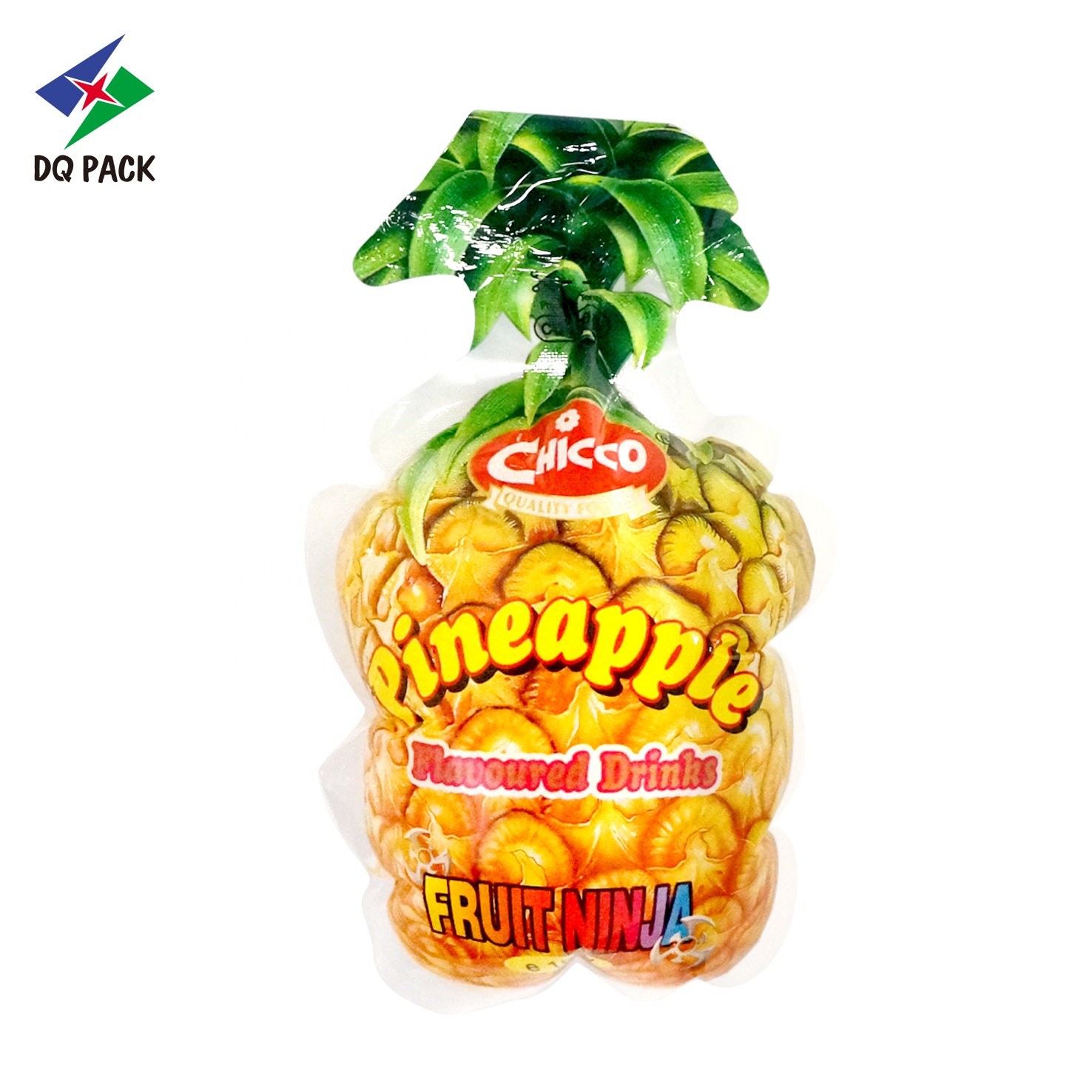 DQ PACK China manufacturer custom printed pineapple fruit shape fruit juice jelly packaging injection pouch
