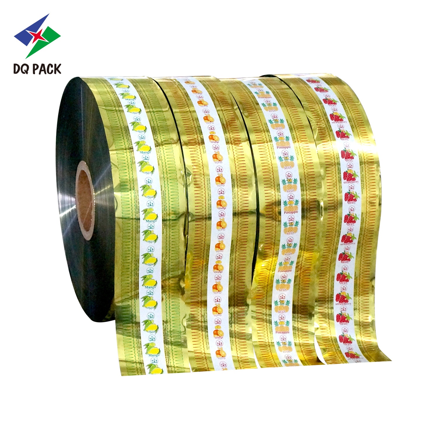 DQ PACK Customized Printed Shiny Metallized Chocolate Candy Snack Packaging Wrapper Roll  PET Twist Film