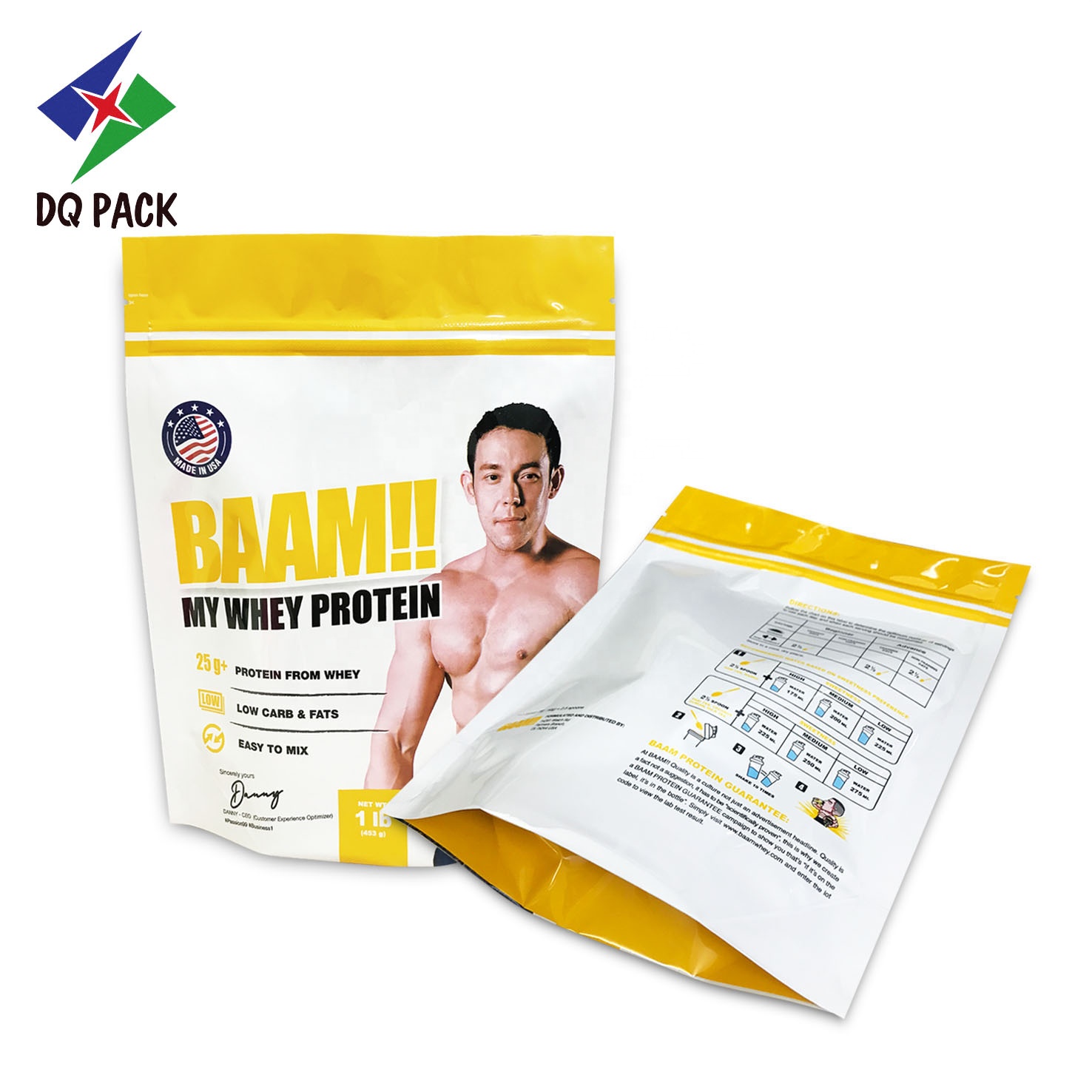 CHINA DQ PACK Customized stand up pouch bags for protein powder  packaging doypack