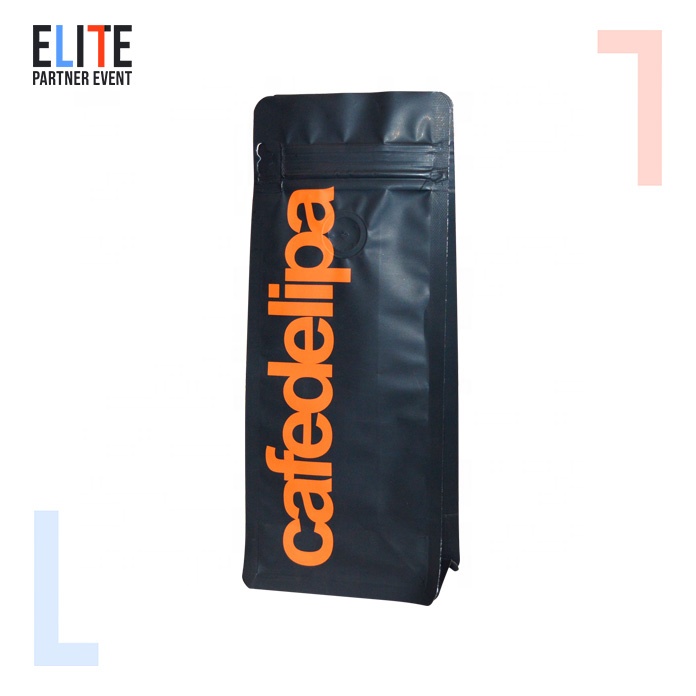 stand up customized matte frosted printing zipper pouch flat bottom coffee bag with valve pouch supplier