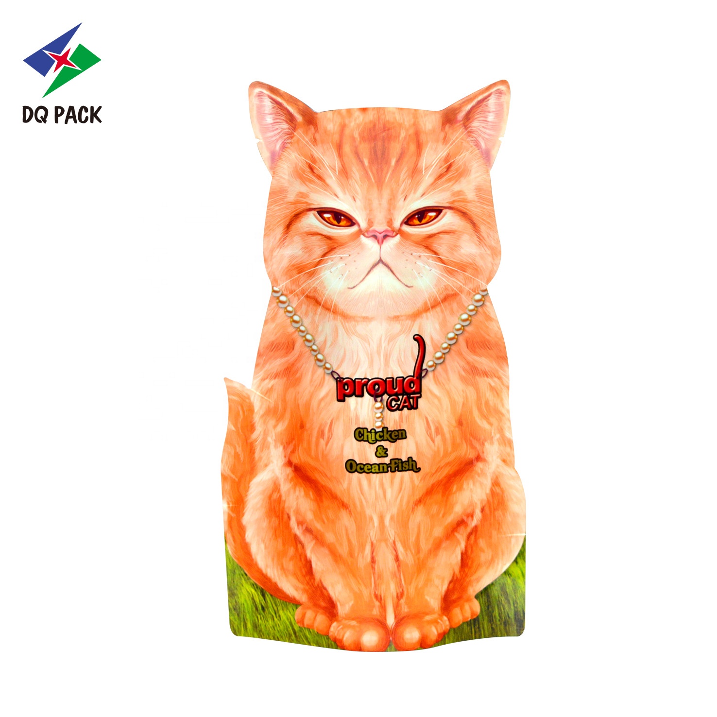 DQ PACK Customized Printed Food Grade Stand Up Zipper Pouch Special Shape Ziplock Bag For Pet food