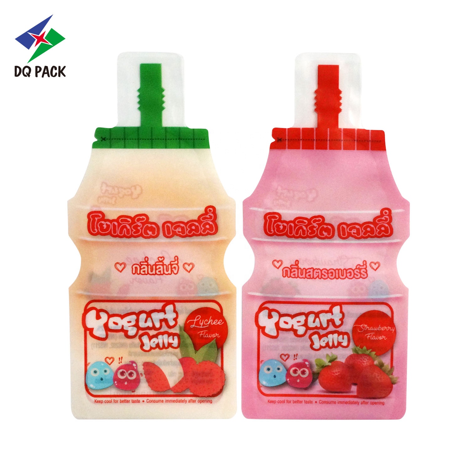 DQ PACK Wholesale Plastic Mylar Bag Free Sample Yogurt Jelly  Bottle Shape Pouch Bag packaging
