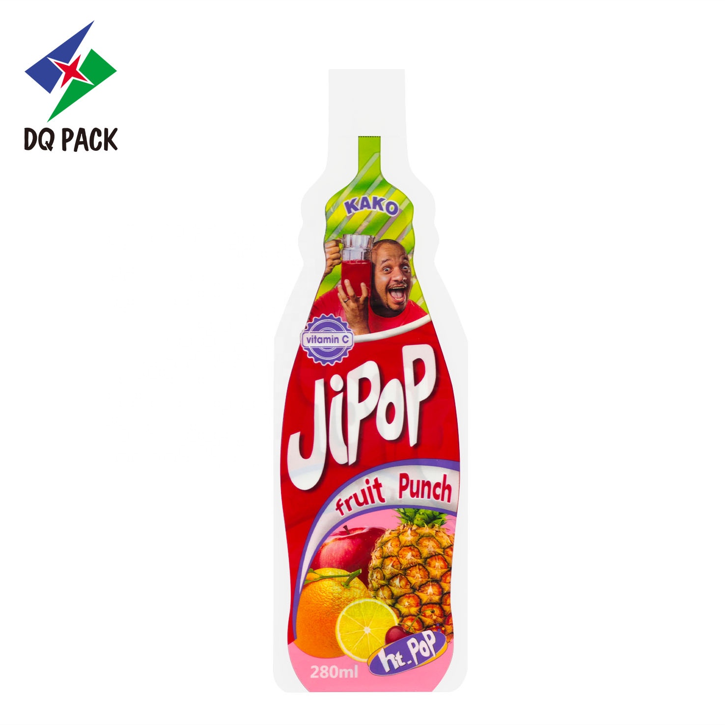 DQ PACK 100ML 150ML 180ML 200ML Bottle Shape Fruit Juice Pouches for Filling Machine