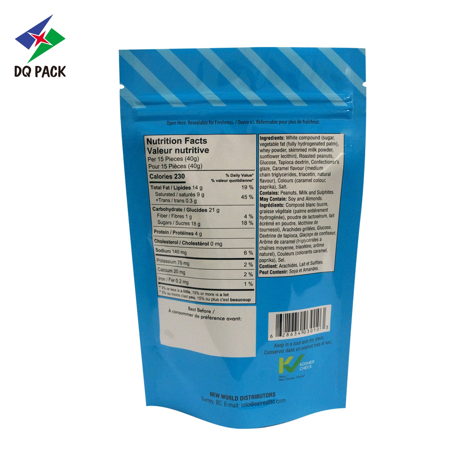 Hot Sale Packaged nuts and snacks  pouch Resealable Pouch with zipper