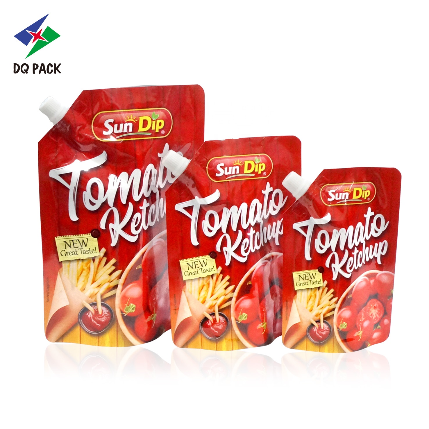 DQ PACK High Quality 500g Tomato Paste Stand Up Pouch Plastic Packaging Bag with Spout
