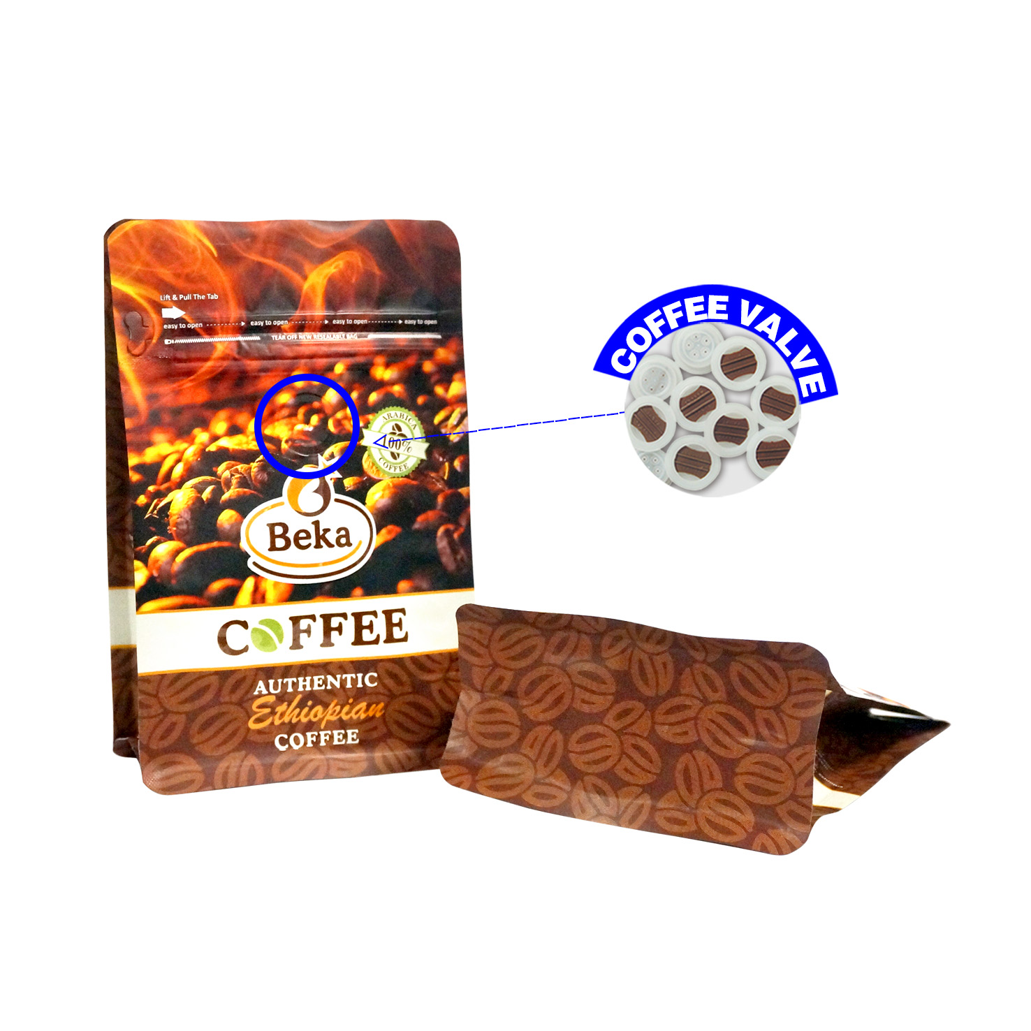 Customized pouch Packing 250g 500g 1kg Flat Bottom Coffee Packaging Bags Roasted Coffee Bag  with valve