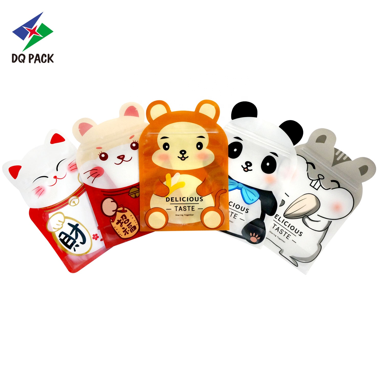 DQ PACK Animal Shaped Plastic printed doypack pouch with zipper  doypack