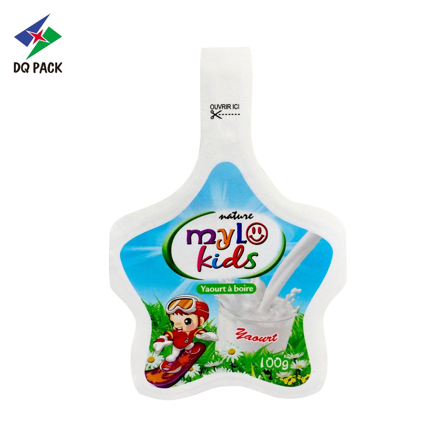 DQ PACK Stand up Customized printing food juice jelly beverage packaging Plastic injection  pouch