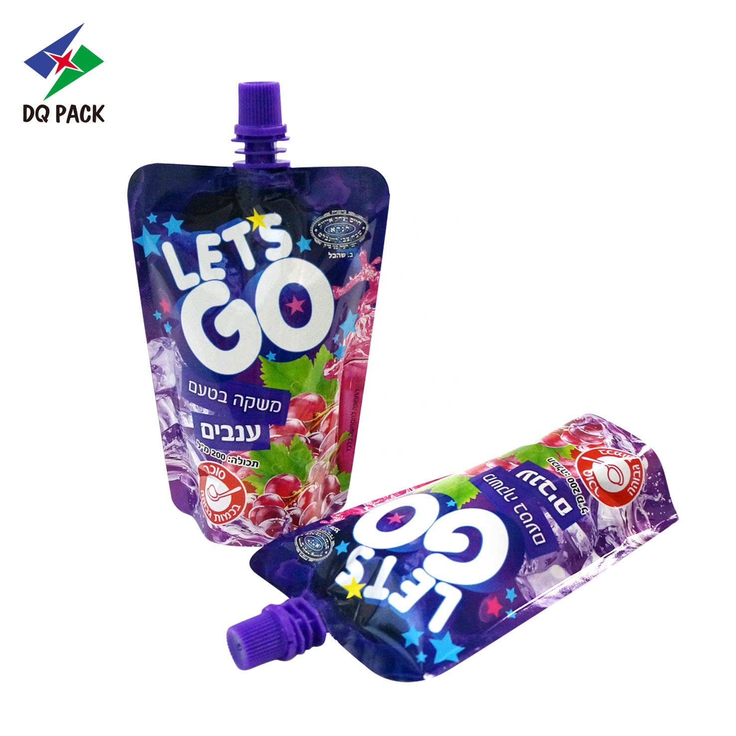 DQ PACK Custom Printed Wholesale Juice Stand Up Nozzle Bag Packaging Spout Pouch For Food