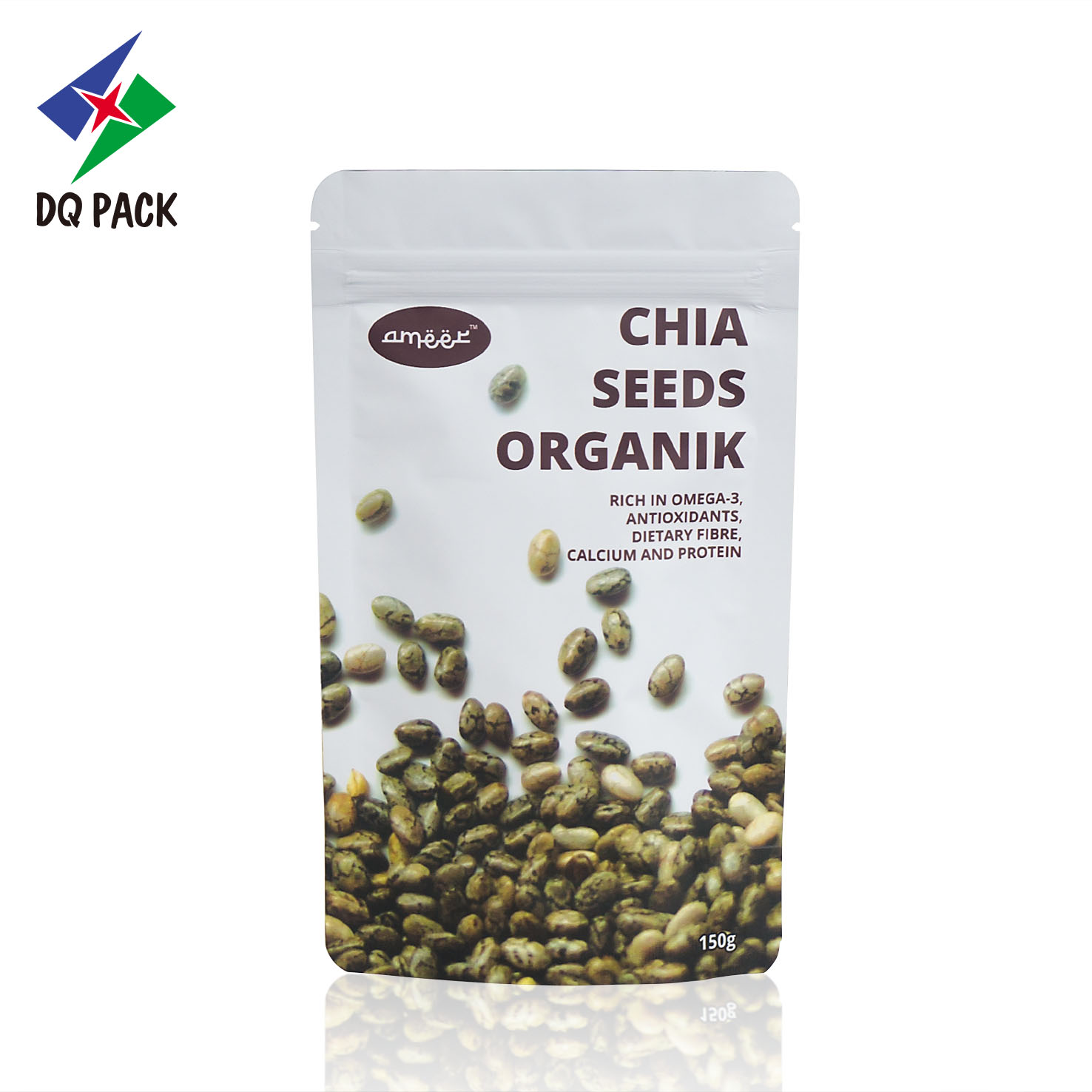 DQ PACK Custom Printed Resealable Zipper Food Packaging Bags Stand Up Pouch Plastic Ziplock Bag