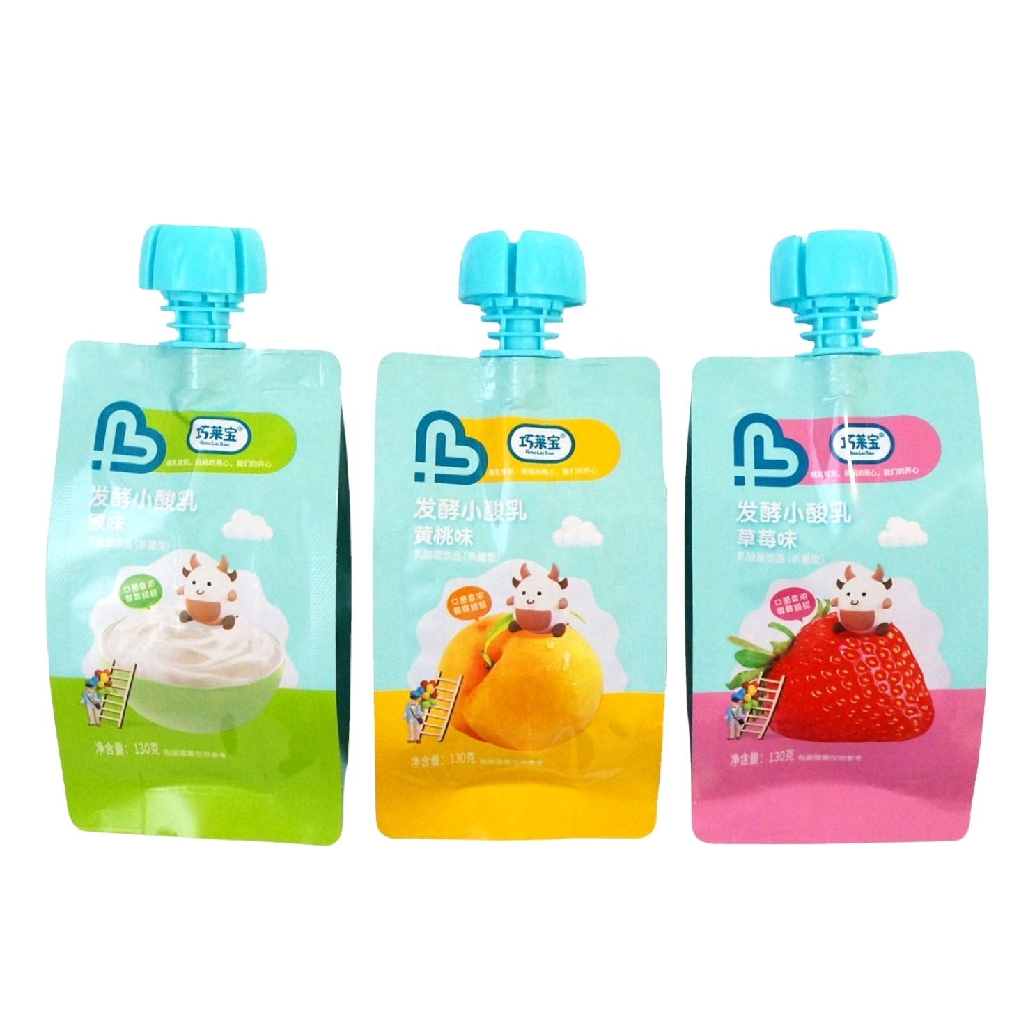 DQ PACK Food grade stand up drinking doypack for liquid food packaging pouch with spout baby puree bag