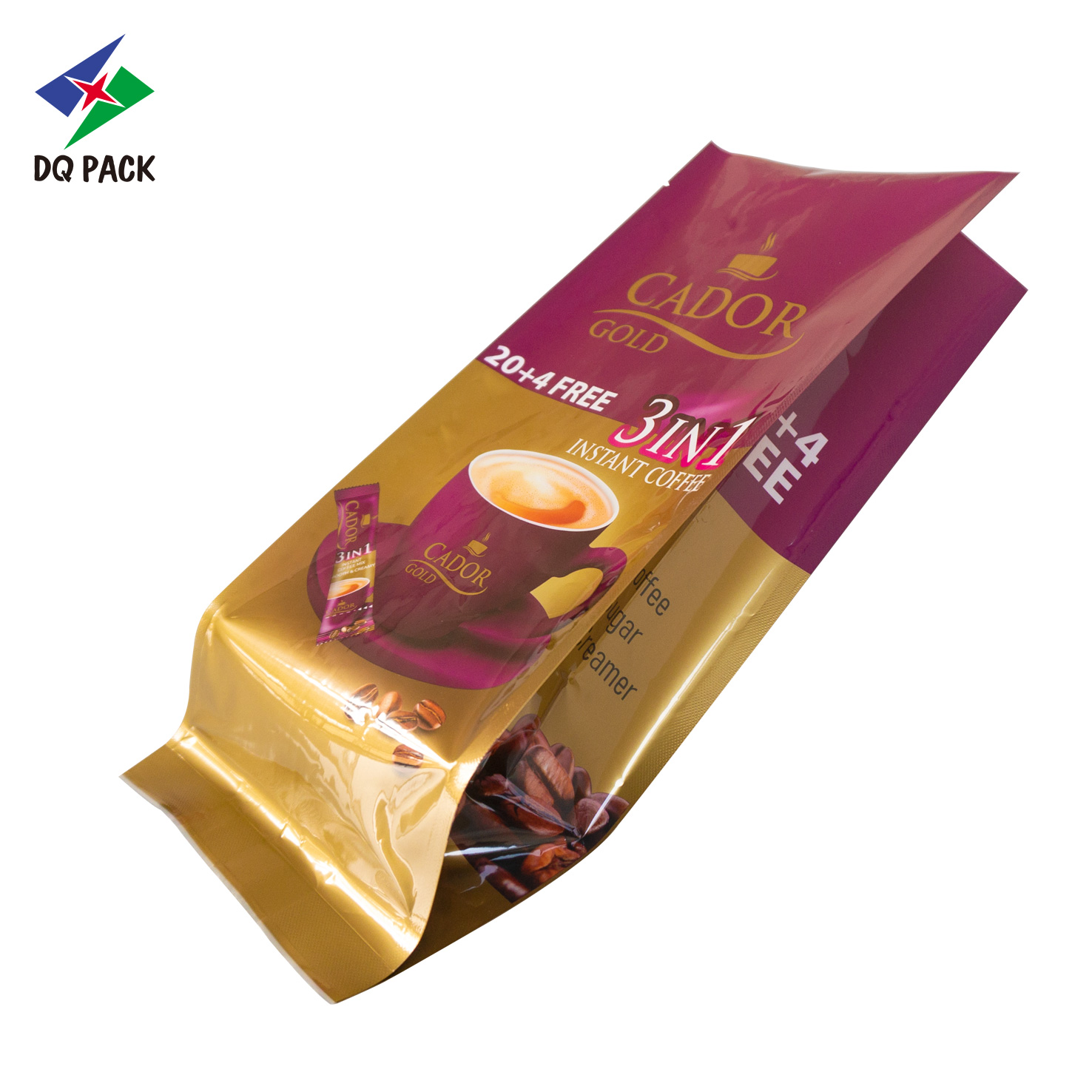 DQ PACK Wholesale Custom mylar side gusset bag for coffee with valve food packaging