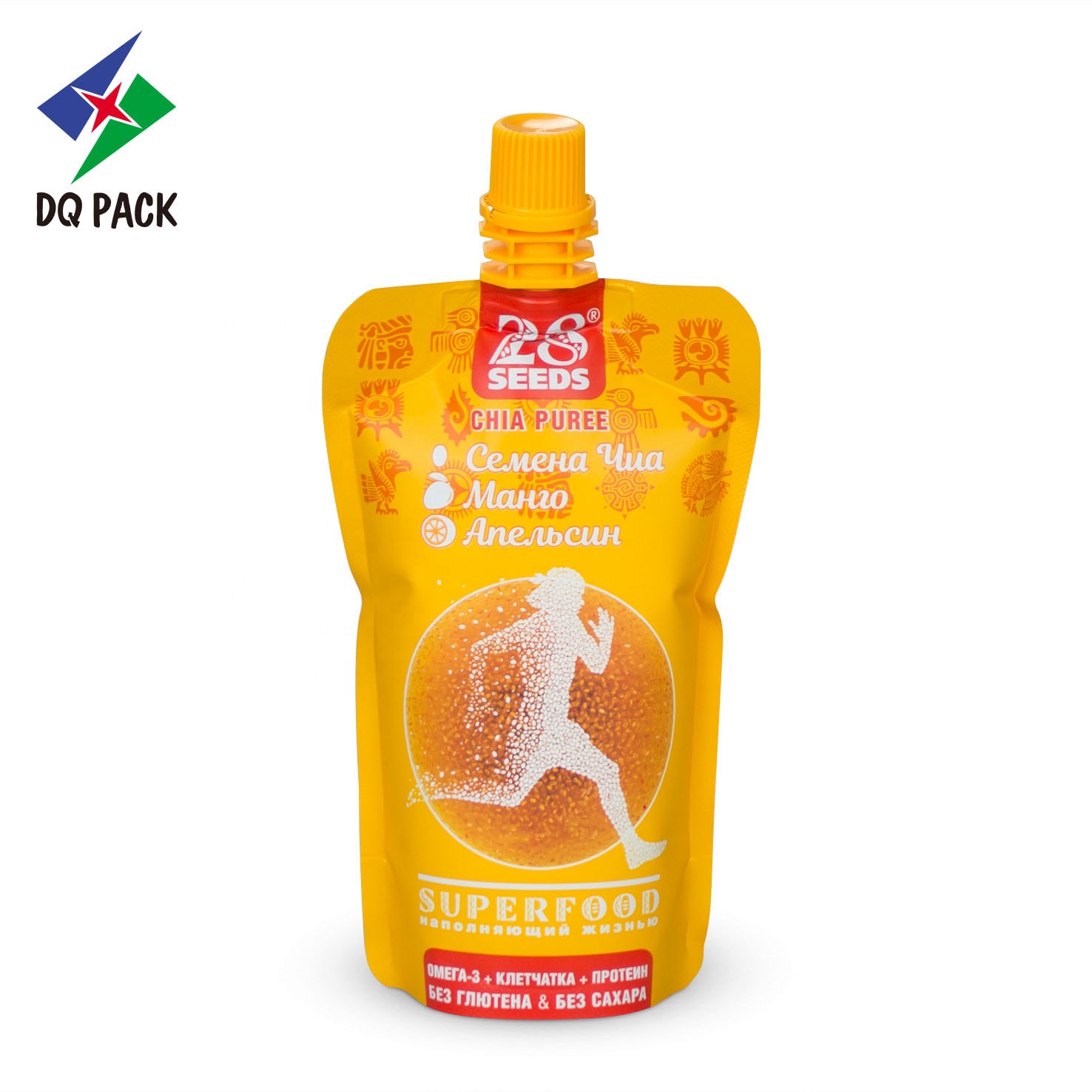 DQ PACK Wholesale BPA Free Ecofriendly Plastic Mylar Pouch Bag Doypack with spout for Liquid drink juice food packaging
