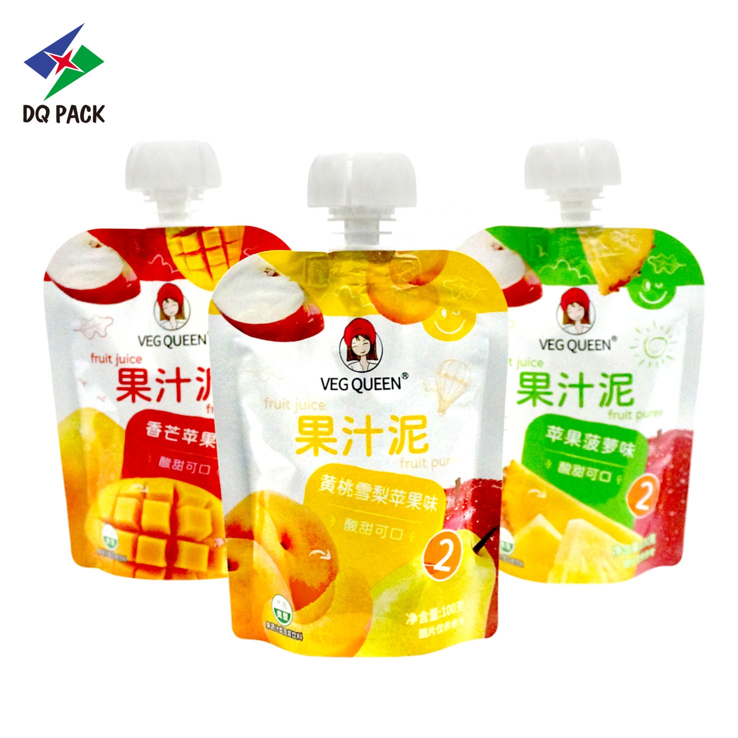 DQ PACK China Factory Wholesale Juice Stand Up Spout Pouch Puree Baby Food Bag For Snack
