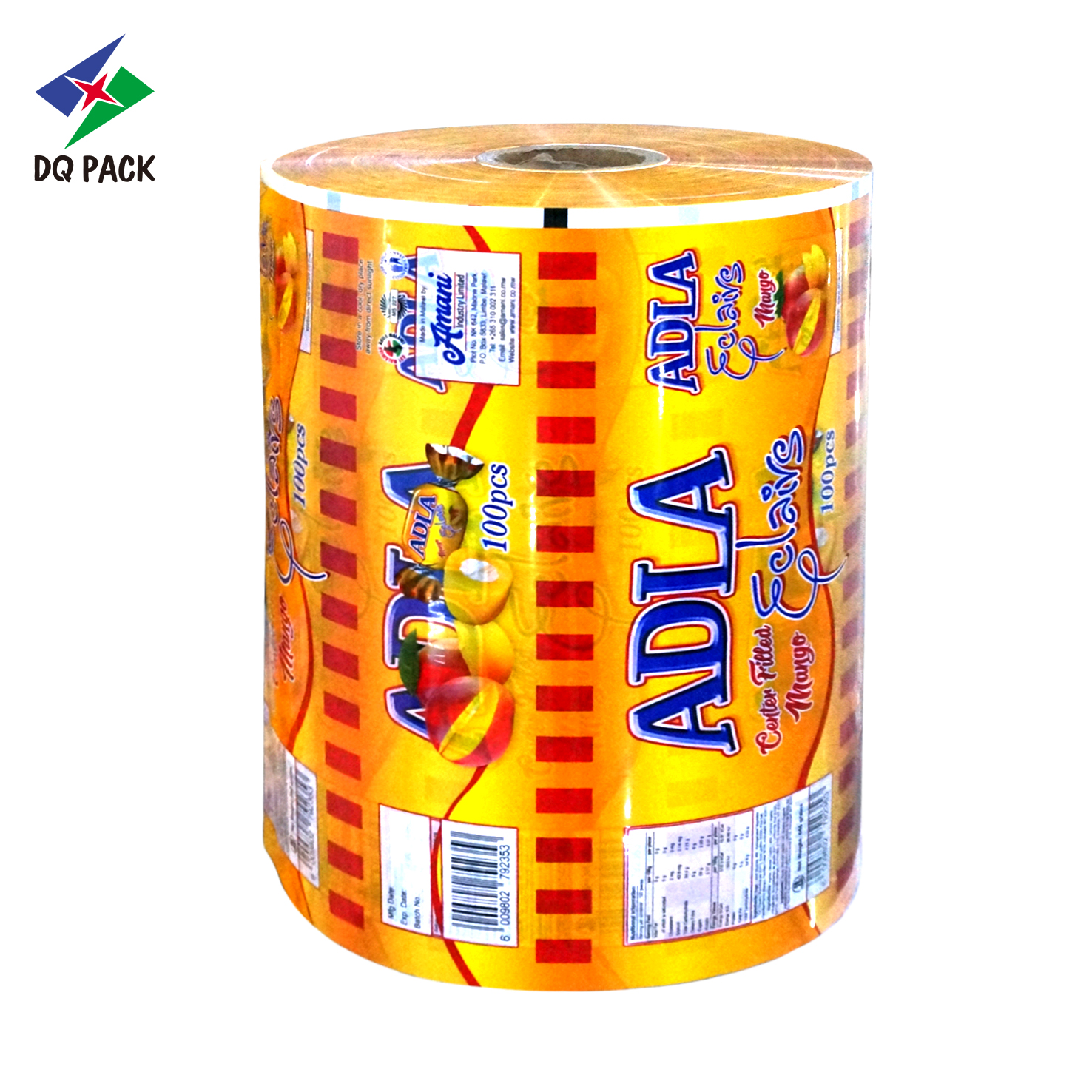 DQ PACK Customized Printed Free Sample Transparent Snack Roll Stock Film Plastic Packaging Film