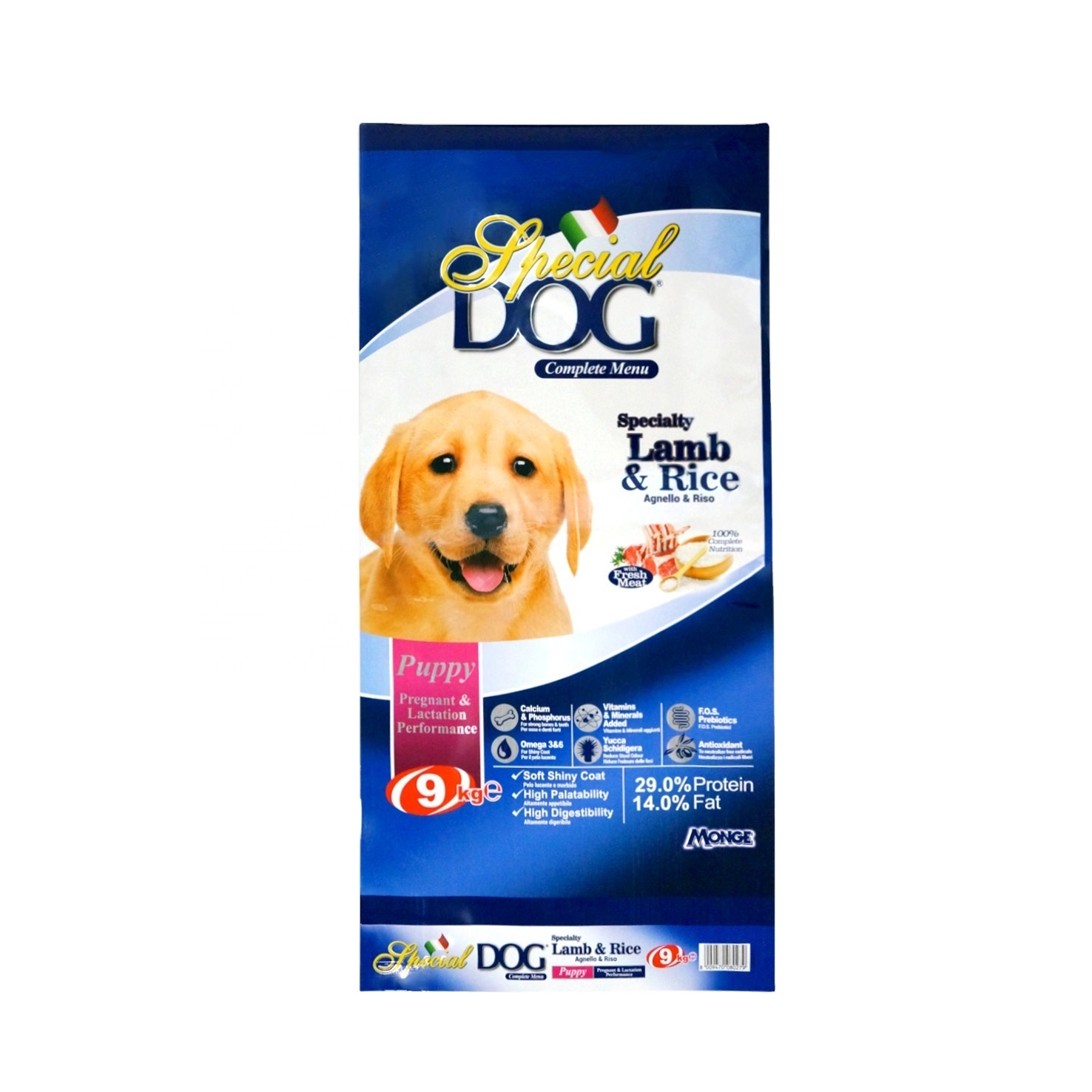 DQ PACK Dog Food Packing Digital Custom 5KG 10KG 15KG 20KG 25KG Plastic Stand Up Flat Bottom Pet Dog Food Packaging Bag