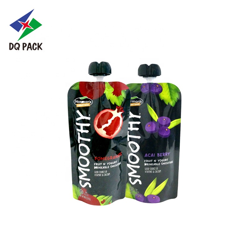 Custom Design Wholesale Stand up spout pouch doypack bag with nozzle for juice drink yougurt packaging