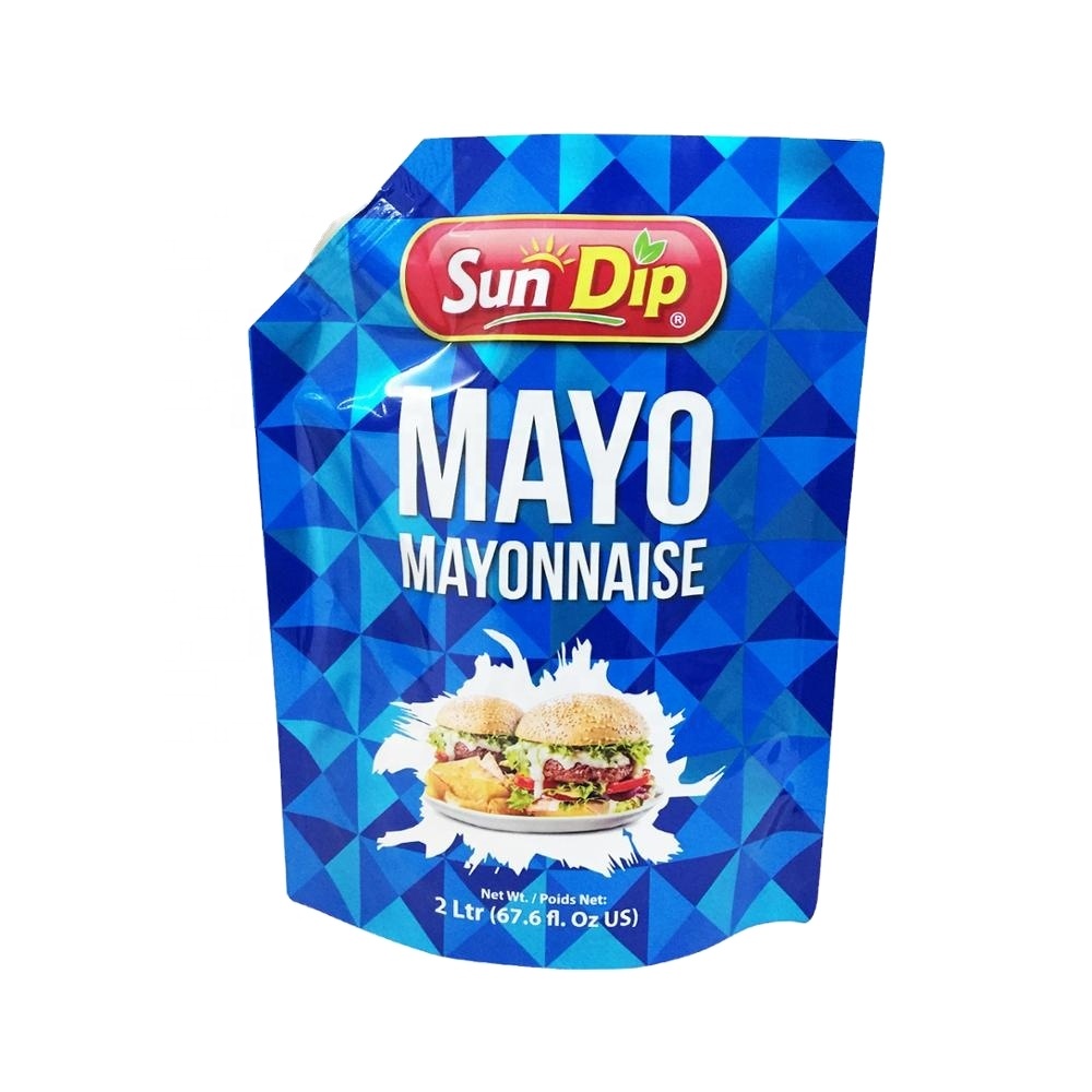 2L mayonnaise doypack pouch with spout open top for filling stand up packaging bag