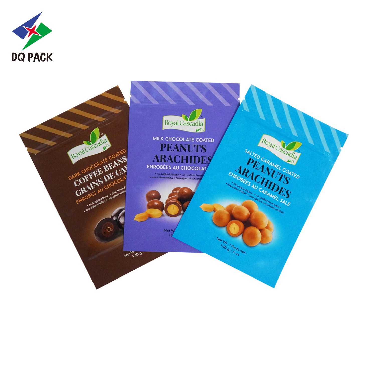 DQ PACK OEM Design Stand Up Pouch Nuts Packaging Bag Snacks Zipper Bag