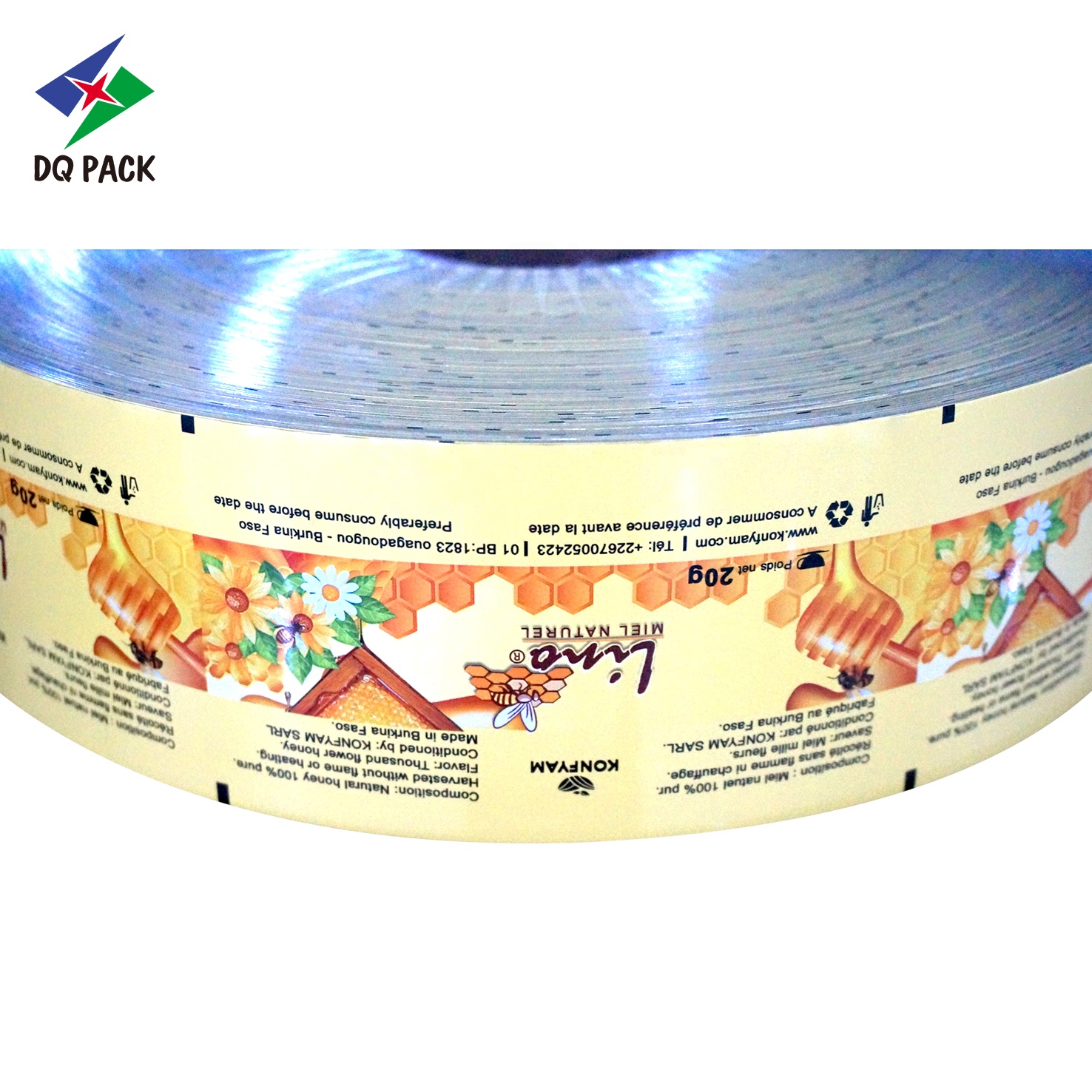 DQ PACK Chinese Manufacturers Custom Printed Laminated Plastic Metallized Foil Snack Packaging Films Rolls