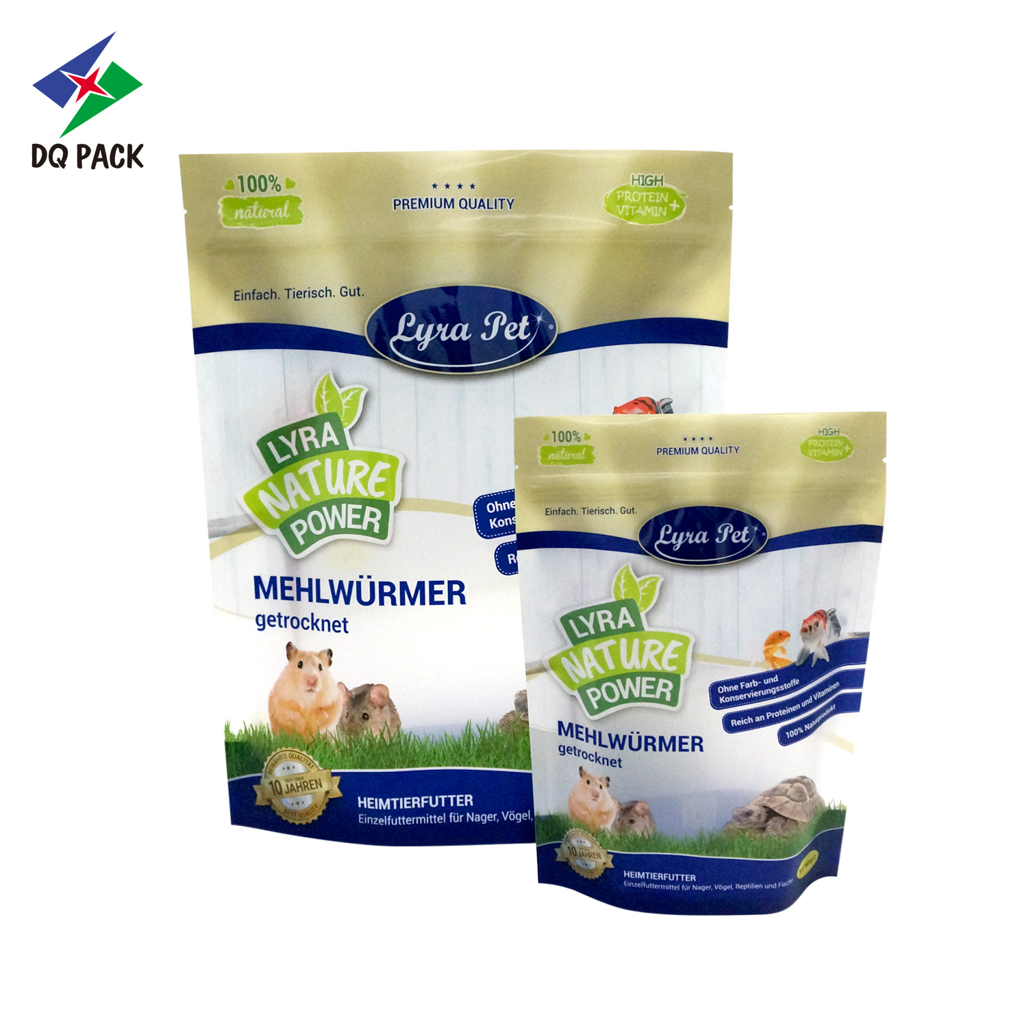 DQ PACK High Barrier PET/PE 1KG Plastic Zipper Bag Pet Food Poly Packaging Bag With Window