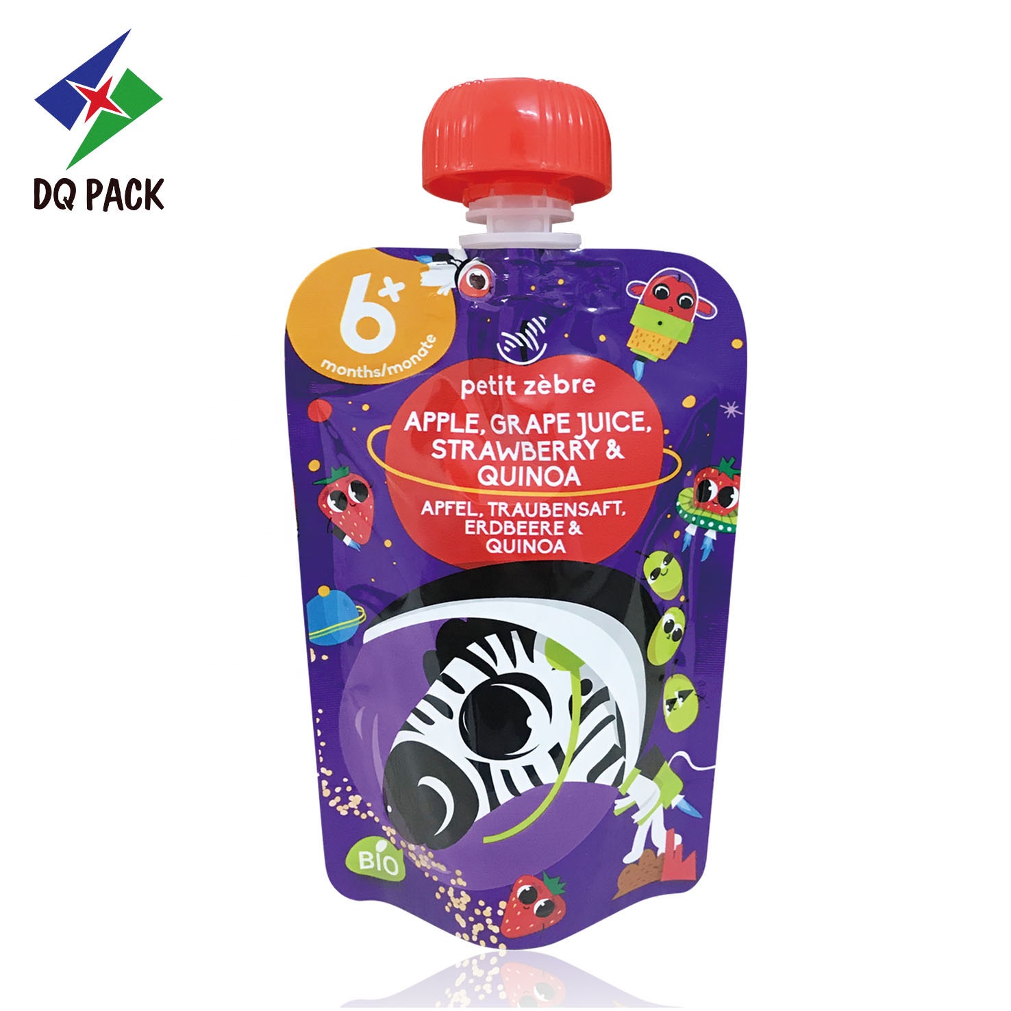 DQ PACK custom  printing  aluminum foil packaging screw nozzle spout pouch bag fruit juice drink packaging