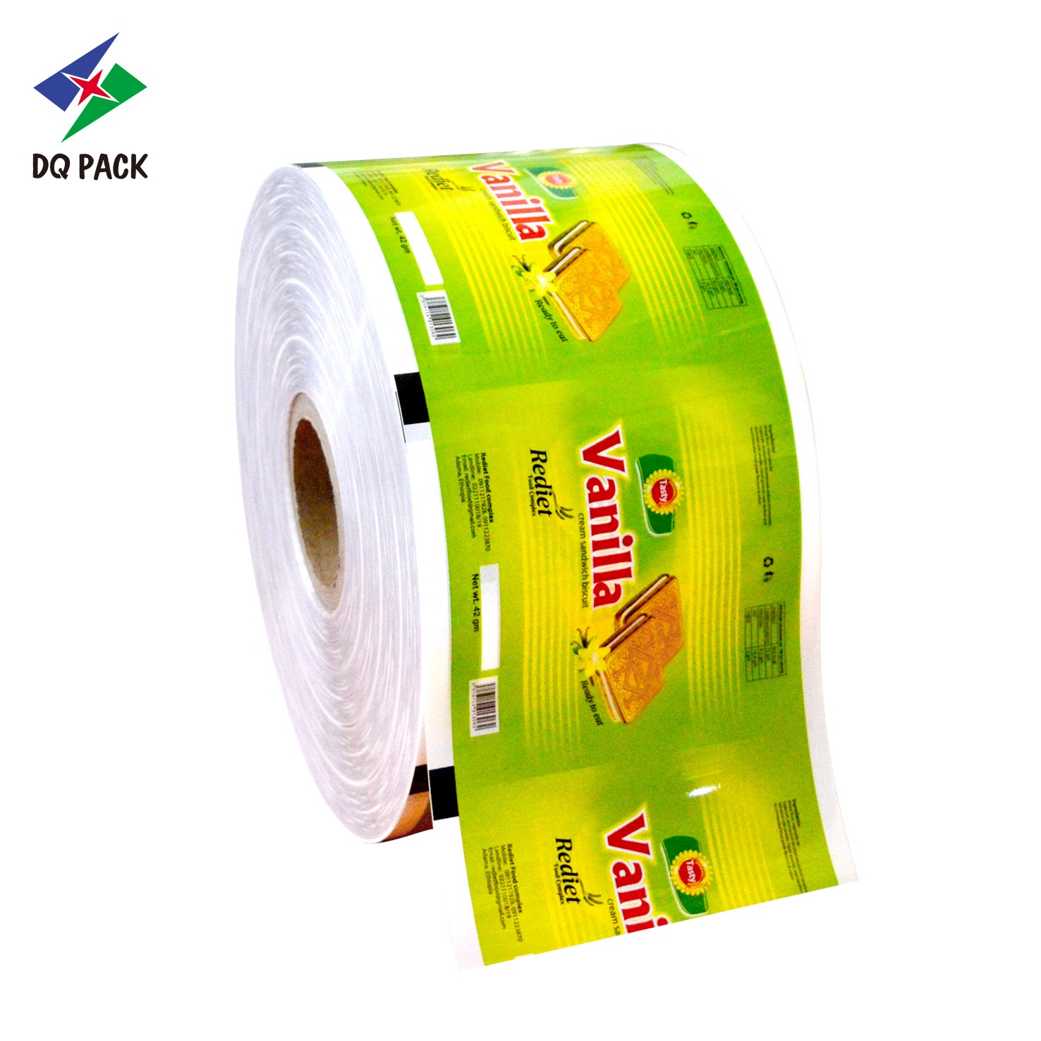 DQ PACK ethiopia vanilla biscuit packaging china printed cookie roll film suppliers