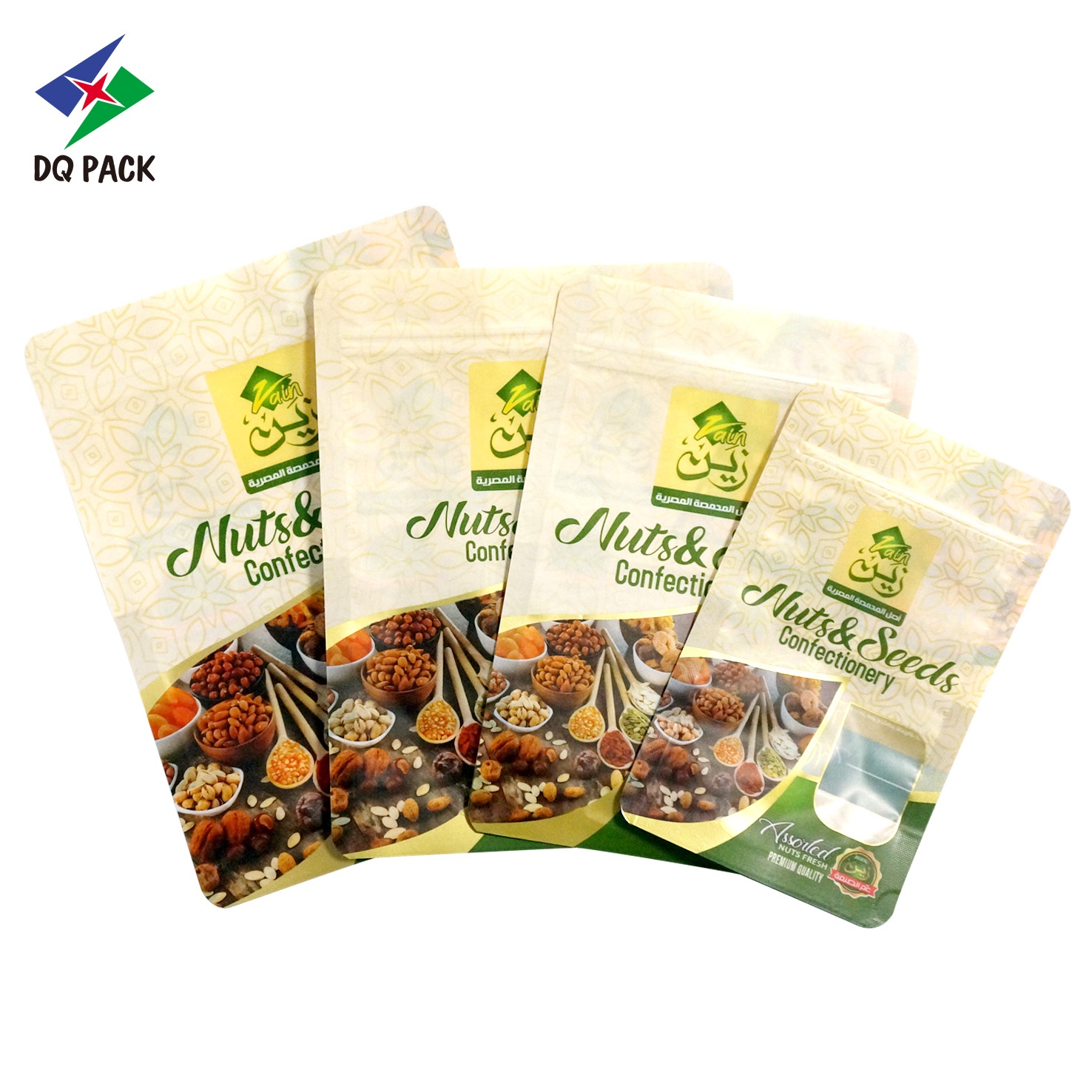 DQ PACK Keep Fresh Stand Up Pouch Bag PET/PE Nuts Packaging Bag With Zipper Top