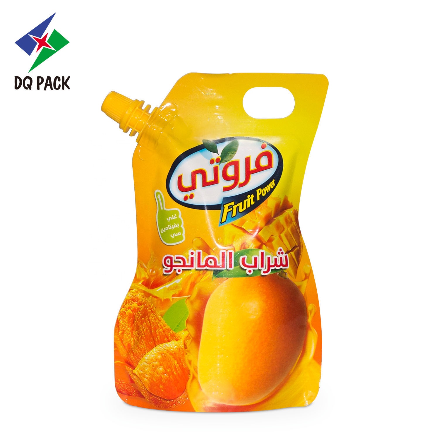 DQ PACK stand up shape pouch doypack  with spout for fruit juice die cut handle bag