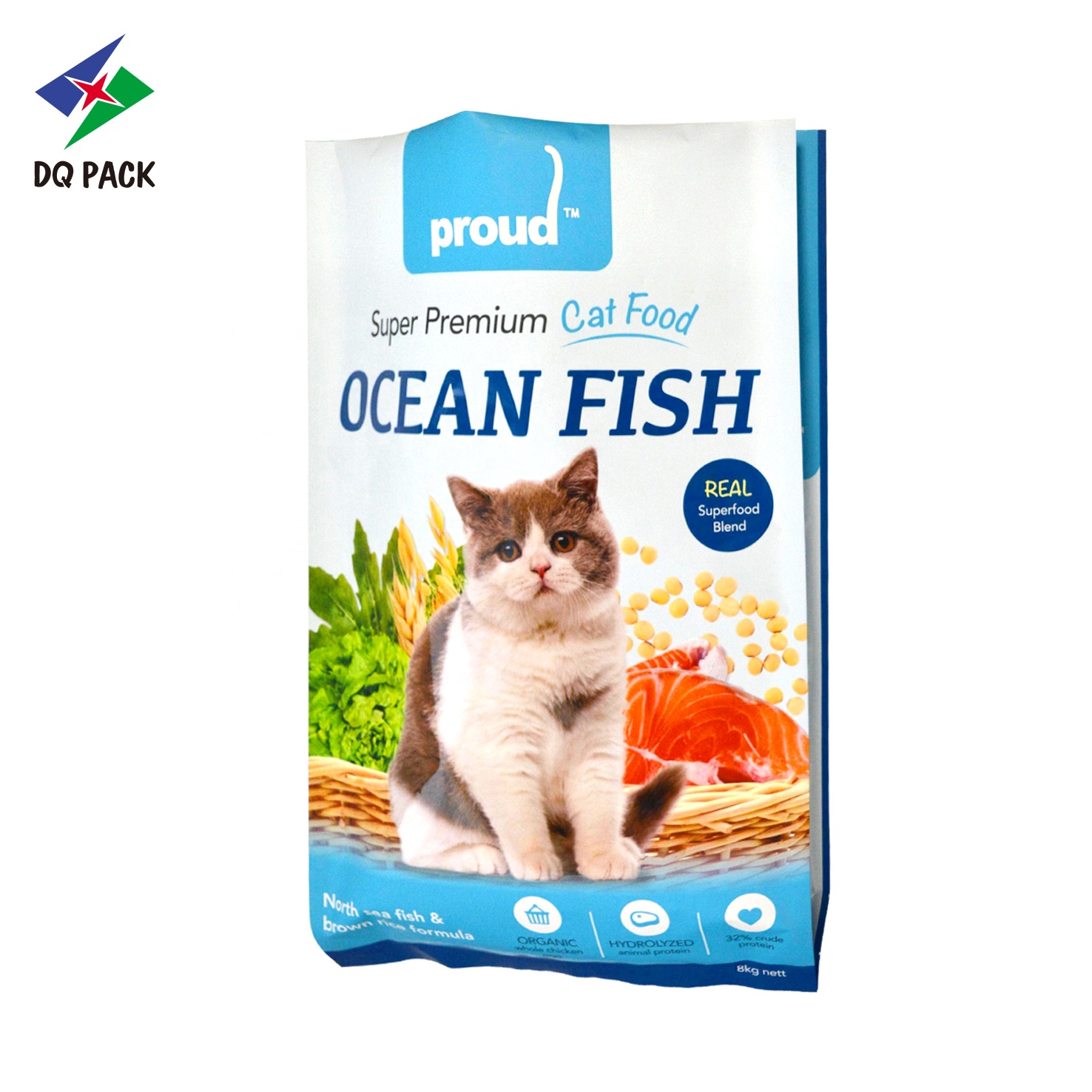 DQ PACK Custom Printed Eco-friendly Cat Food Printed Packaging Bag Side Gusset Bag Food Bag