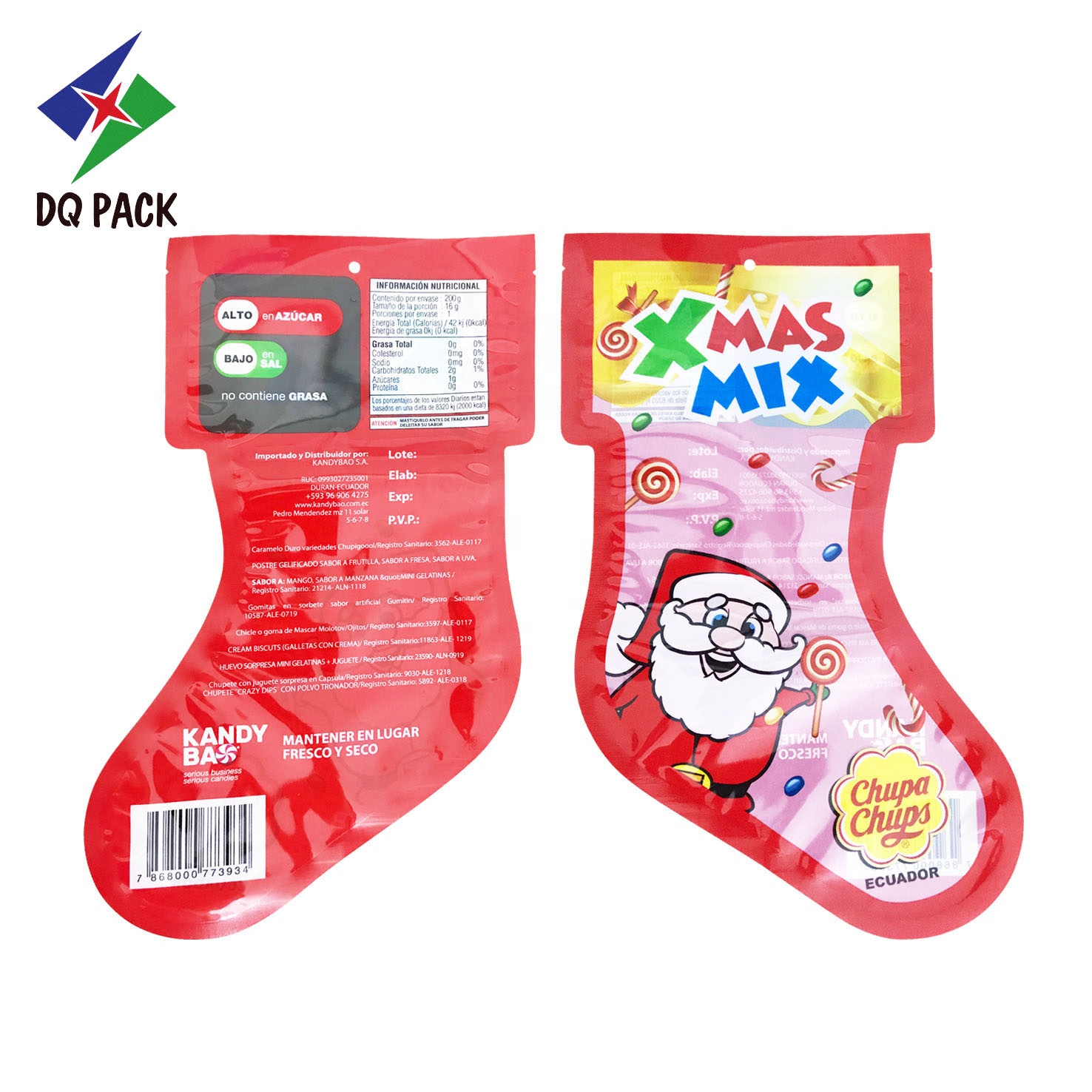 DQ PACK Wholesale colorful  Christmas Seasonal Gift Candy Chocolate Food Packaging Plastic poly Bag