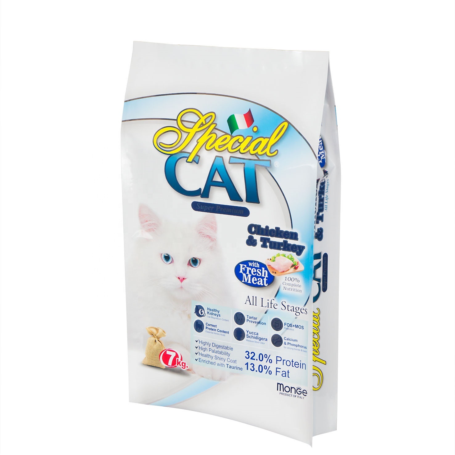 Customized Printed food pouch Heat Seal Side Gusset Bag Pet food packaging bag