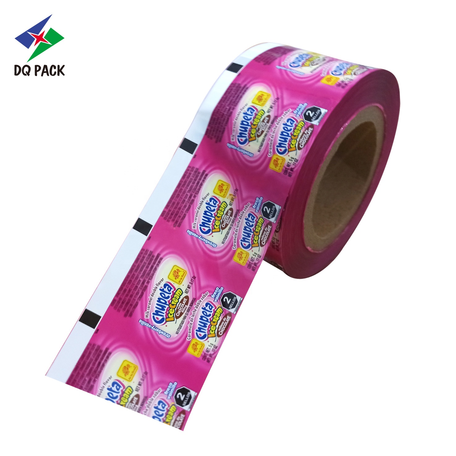 DQ PACK color printing cup sealing film plastic stretch roll film packaging for liquid tea sugar