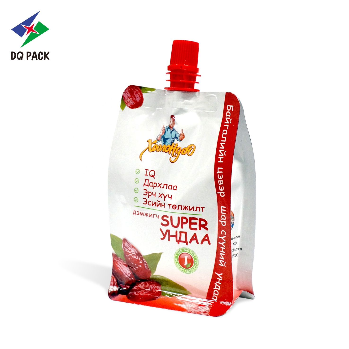 DQ PACK BPA free custom Yogurt pouch  Plastic drink  fruit juice liquid packaging bag  with spout pouch
