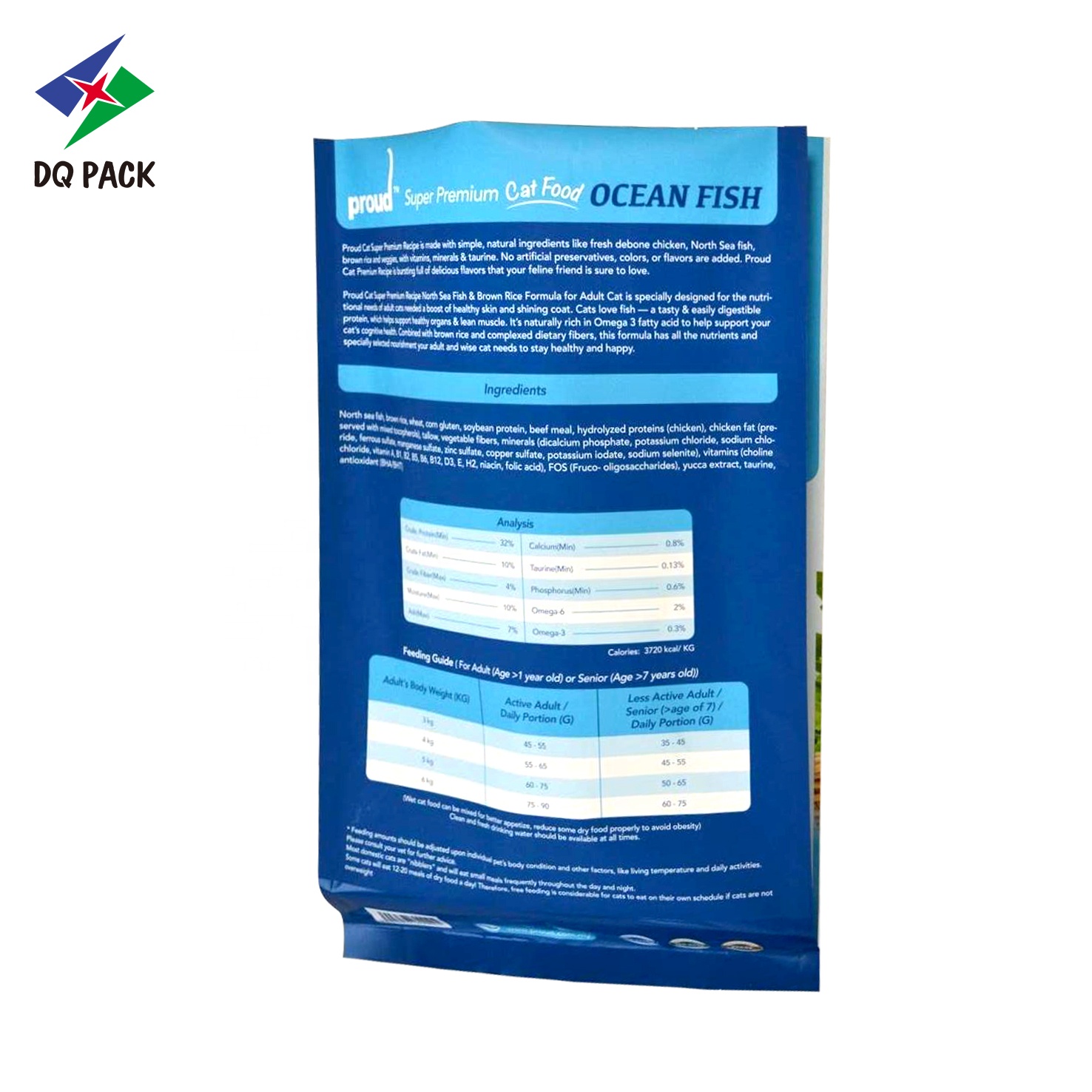 DQ PACK Custom Printed Eco-friendly Cat Food Printed Packaging Bag Side Gusset Bag Food Bag