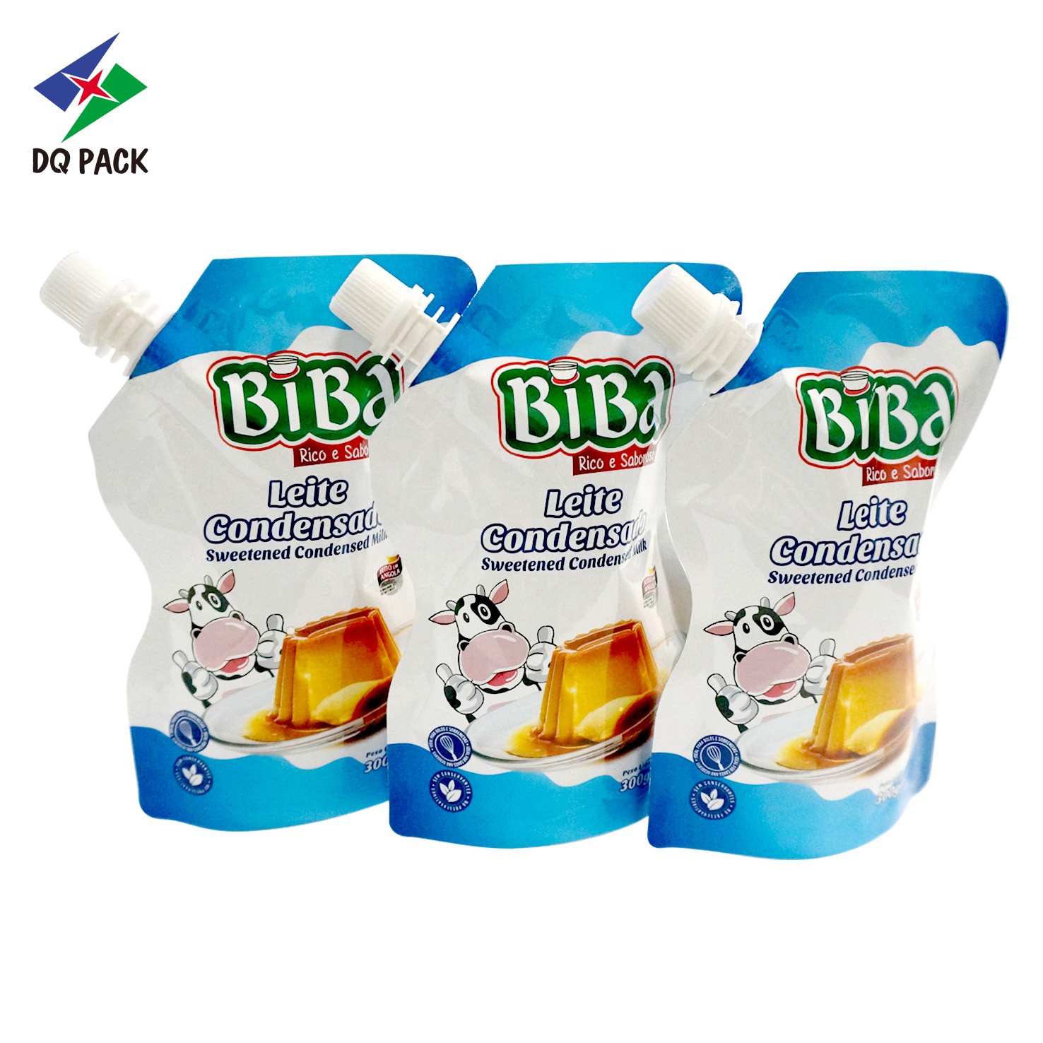 DQ PACK Custom Printed Logo Stand Up Nozzle Pouch Special Shape Spout Plastic Liquid Packaging Bag