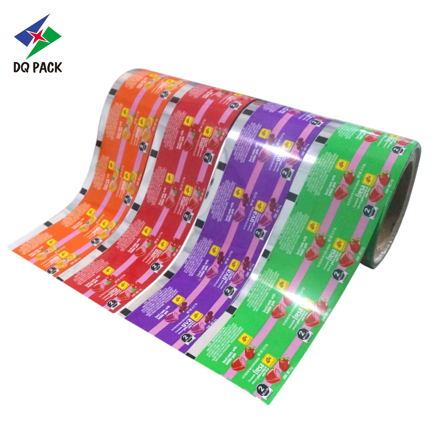 DQ PACK Wholesale print film colorful candy snack food packaging roll stock film
