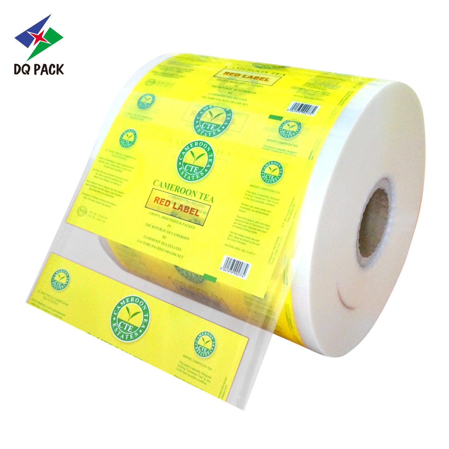 DQ PACK Tea Packaging Transparent Plastic Film Customized Laminated Material Printed Film Roll