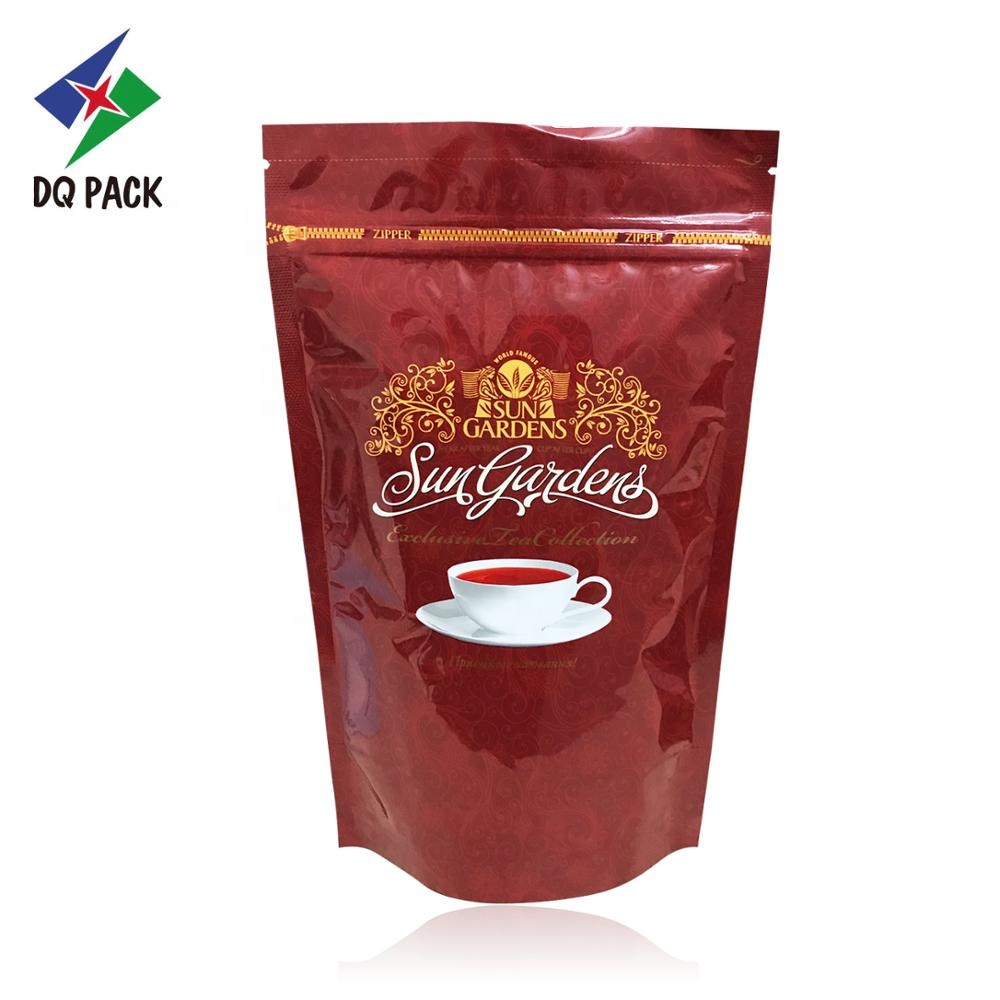DQ PACK Aluminum Foil Biodegradable Black White Brown Kraft Paper Tea Packaging Bags Stand Up Pouch